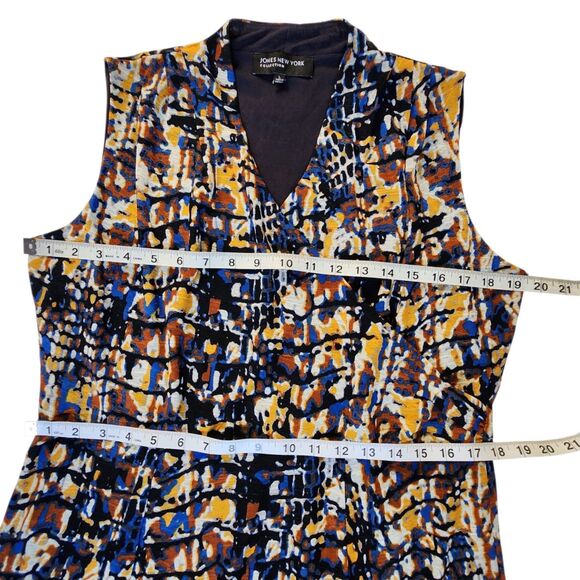 Jones New York Collection Blue Orange Abstract Print Sleeveless Midi Dress Sz L - Picture 9 of 11